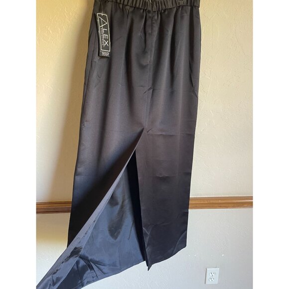 New! Alex Evenings Black Satin Maxi Skirt Size 14W Made in USA Vintage MSRP $89 - Picture 3 of 6